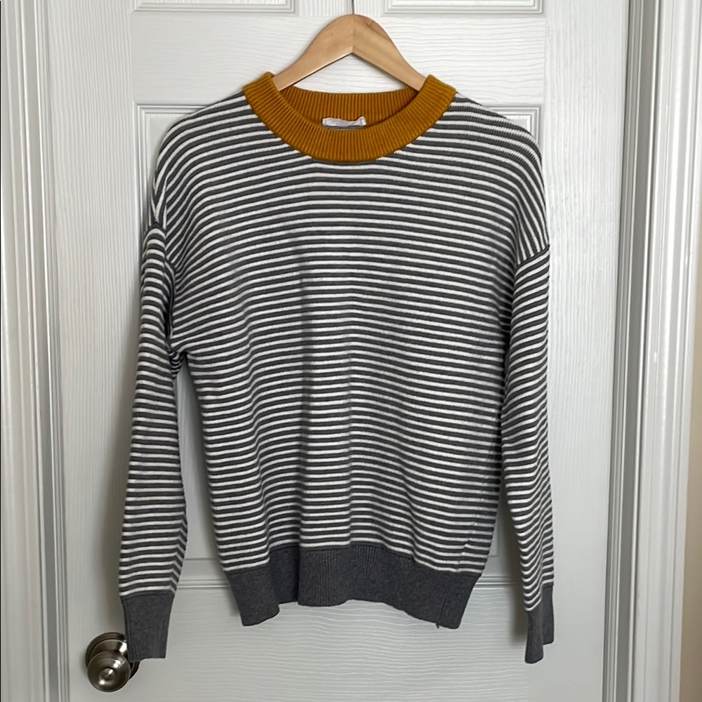 Elodie Gray and White Striped Sweater